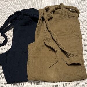 🎉$10 SALE! 2 Textured Gauzy Organic Cotton Jogger Ankle Pants Boho Beachy